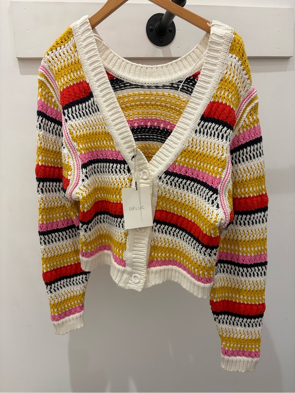 DELUC Multicolor Striped Open-Knit Cardigan PM